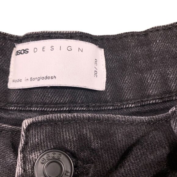 ASOS Womens High Waisted Cropped Ankle Washed Black Jeans 30 Casual Mom Denim - Picture 2 of 5